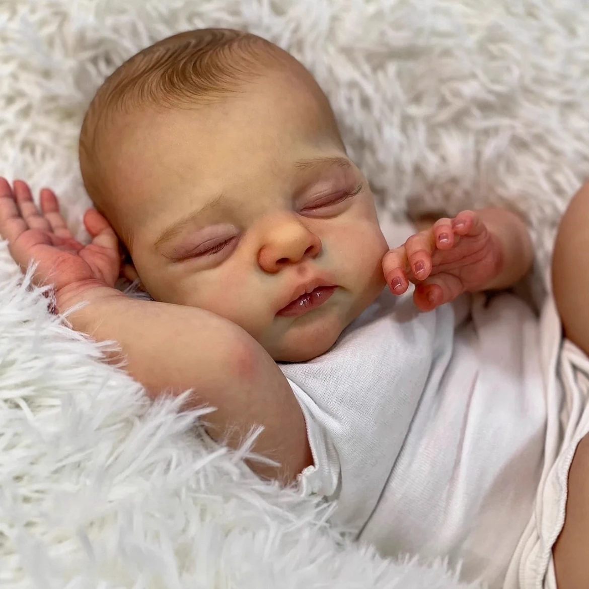 دمية قزحية جميلة تولد من جديد مقاس 18 بوصة باللون الأبيض: جلد فينيل ناعم يشبه حديثي الولادة، لعبة عروق شفافة للأطفال ورفيق حلو.