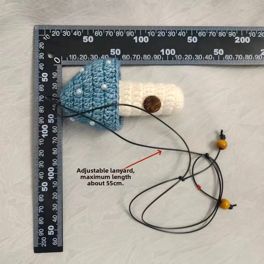 قابل للتعديل حامل أحمر الشفاه حقيبة قلادة الحياكة الفطر نمط الشفاه بلسم المفاتيح اليدوية حامل أحمر الشفاه الغطاء الواقي #6