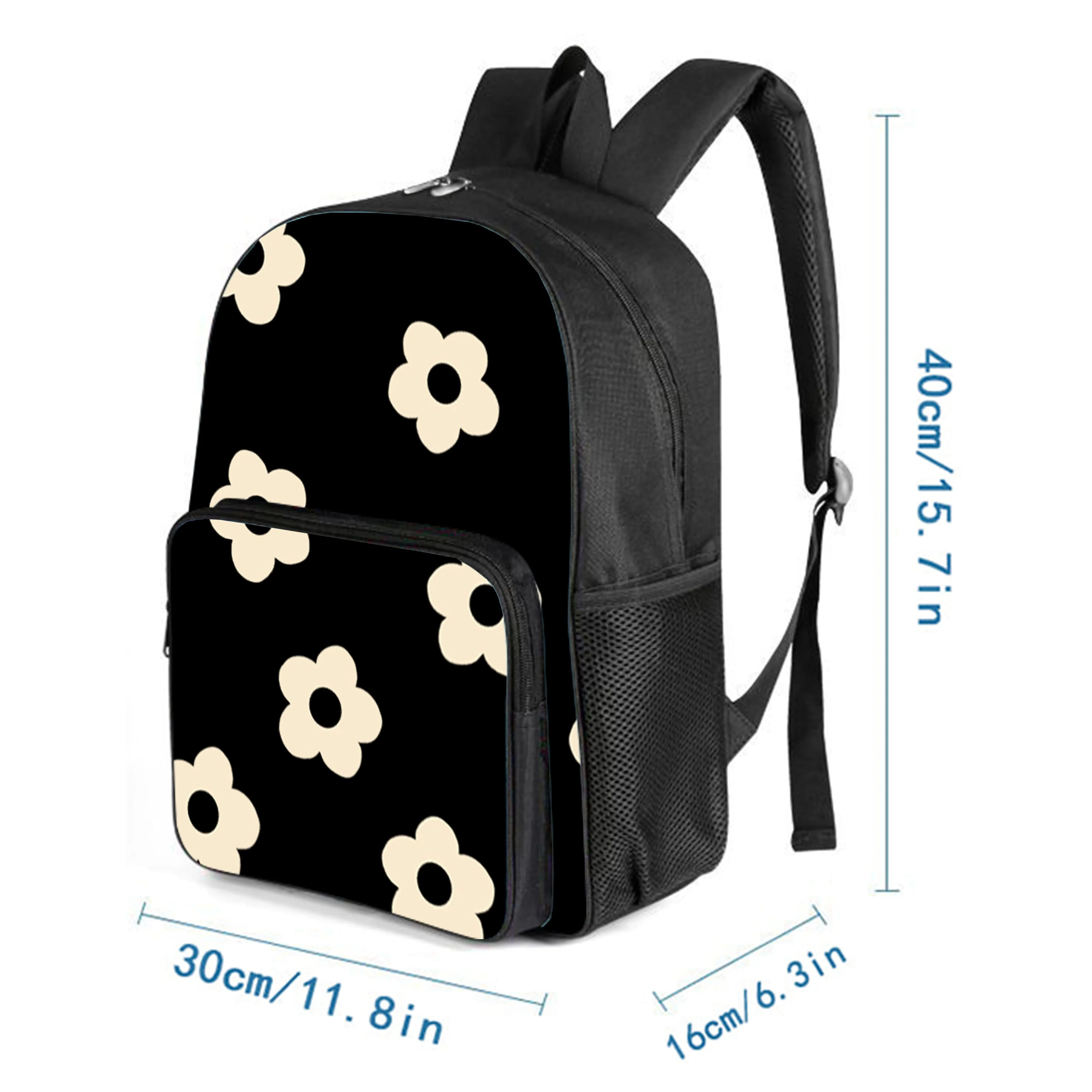 حقيبة ظهر بجيب أمامي مربع بنمط الزهور للأولاد والبنات أفضل الهدايا حقائب مدرسية كرتونية ثلاثية الأبعاد للأطفال