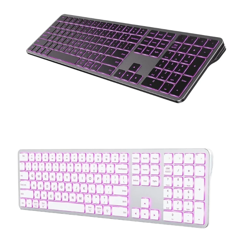 Wireless Keyboard With Backlight, Rechargeable Wireless Keyboard for Multiple Devices