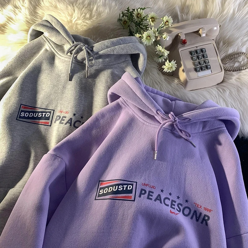 따뜻한 후드티 레트로 두꺼운 따뜻한 플리스 안감 루즈핏 빅사이즈 후드티 후디 후드티 후드티 후드티 후드티 후드티
