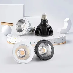 COB Dimmable LED COB Spotlight Bulb, Candeeiro de Mesa, Sala de Jantar e Supermercado, AC85-265V, PAR20-38, 7W, 12W, 20W, E27