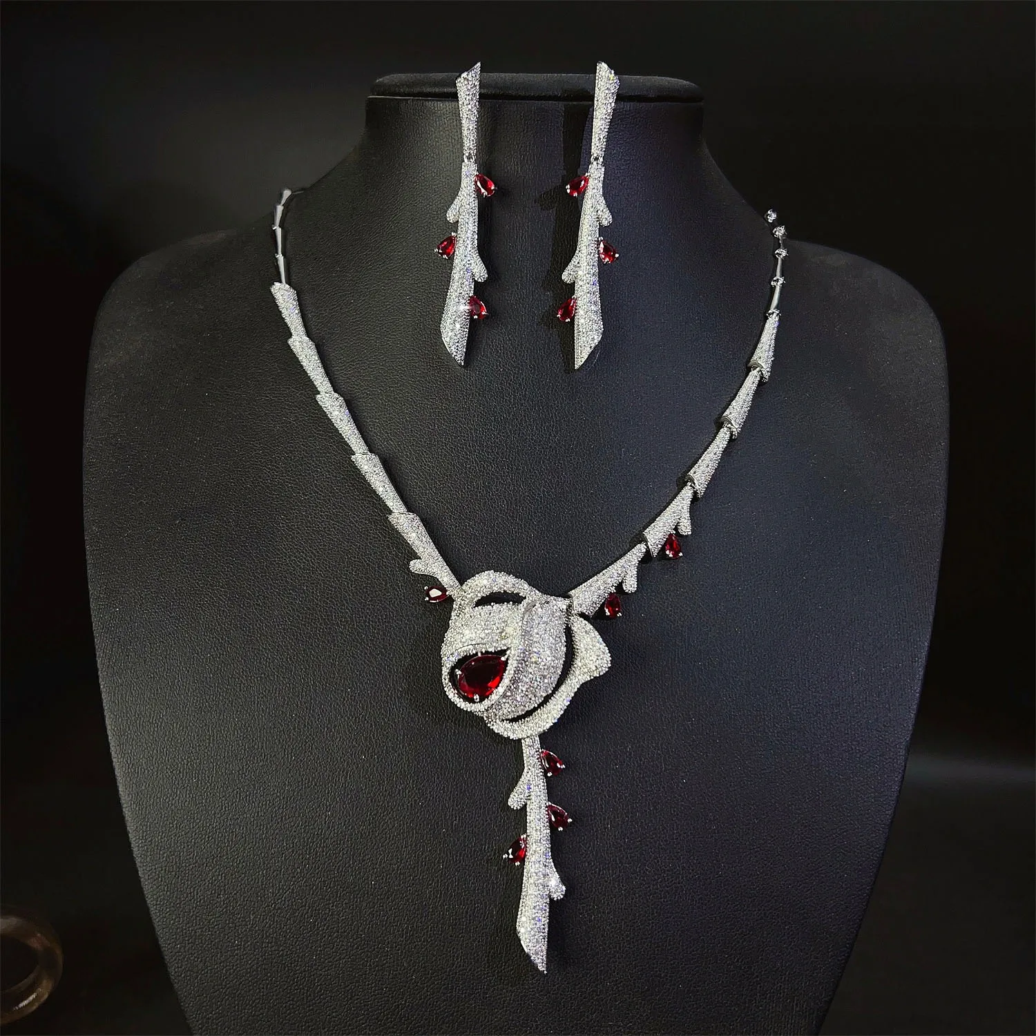 

Модный свадебный комплект украшений из 2 предметов для женщин, аксессуары из кубического циркония, свадебный комплект ожерелья и сережек в нигерийском стиле