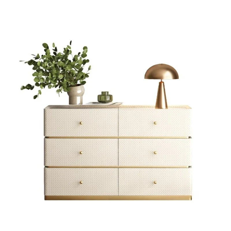 

Modern minimalist six-chest cabinet, bedroom solid wood storage porch beige dining side cabinet, bedside storage