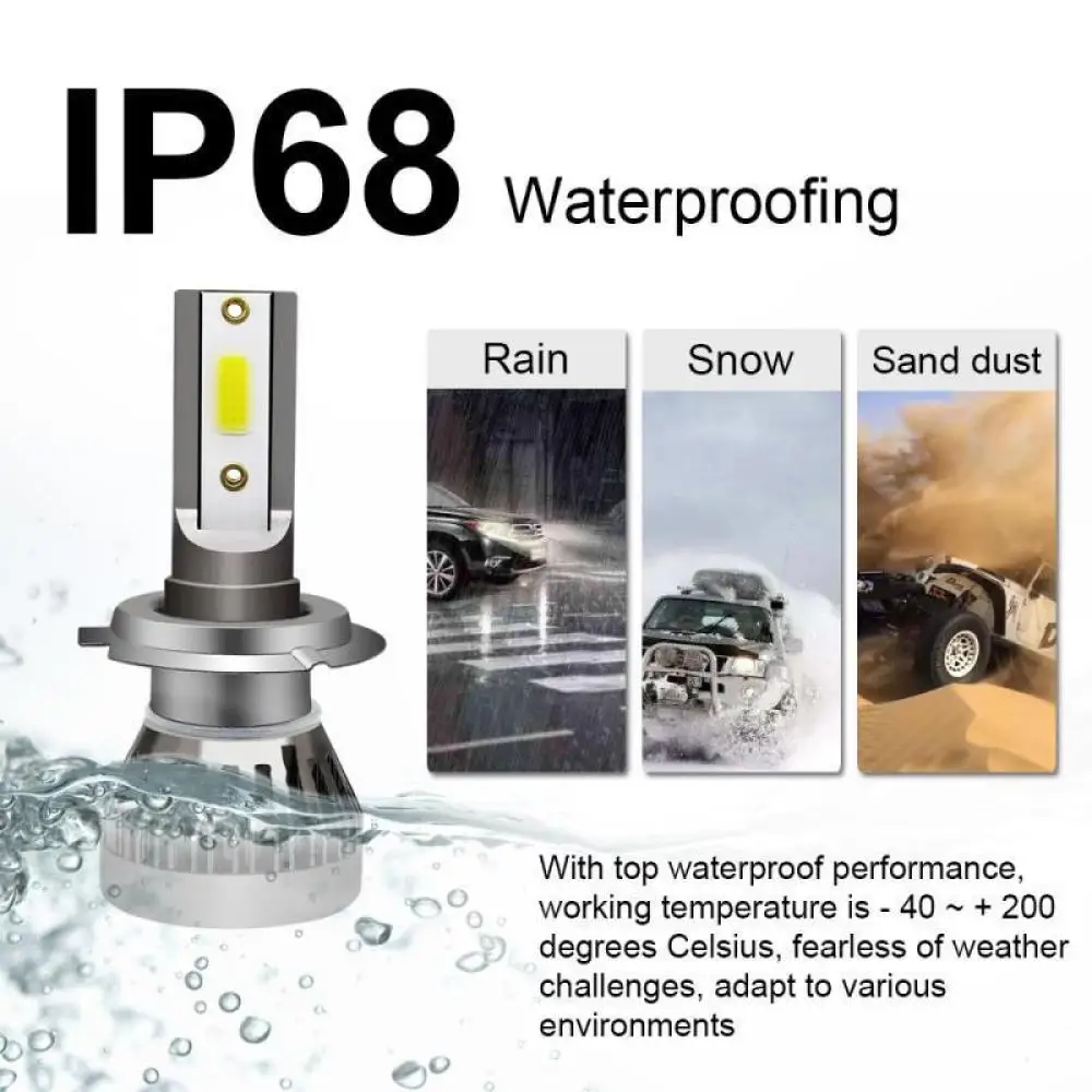 Fanless LED Car Headlight Bulbs H4 H7 H11 Fog Light Automotive Lighting High Intensity Output Universal Fit Easy Installation