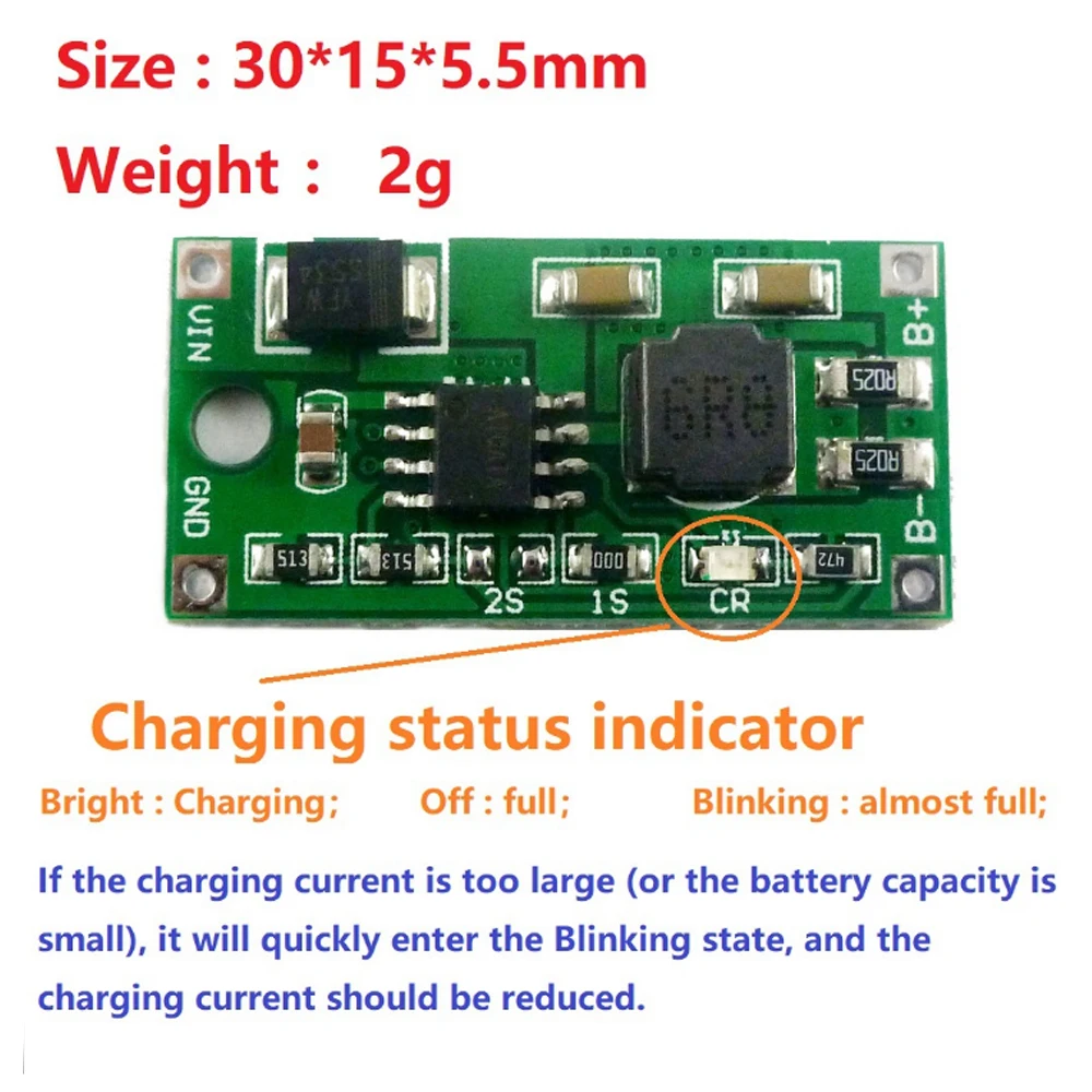 2A 1S 2S 3S Multi-Cell Synchronous Buck Li-Ion Charger DC 5-23V to 4.2V 8.4V 12.6V for 3.7V 7.4V 11.1V 18650 Li-Ion Batteries