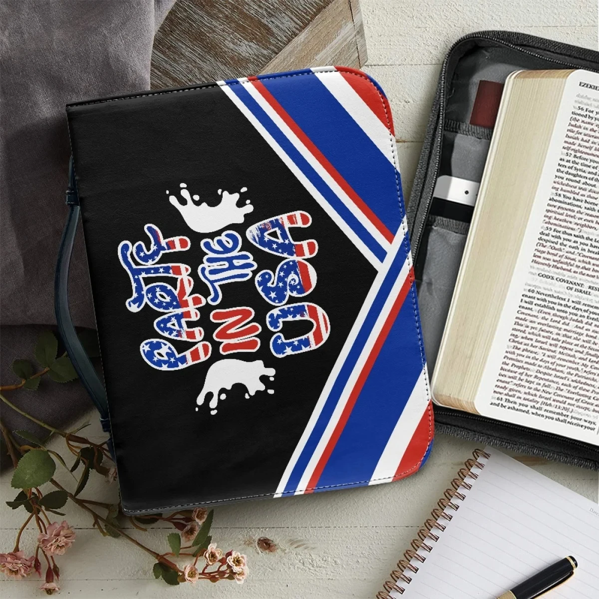 

New Leather Bible Case Ladies Simple Text Art Bible Bag Zipper Handle Handbag Ladies Gift for Christian Friends Dropshipping