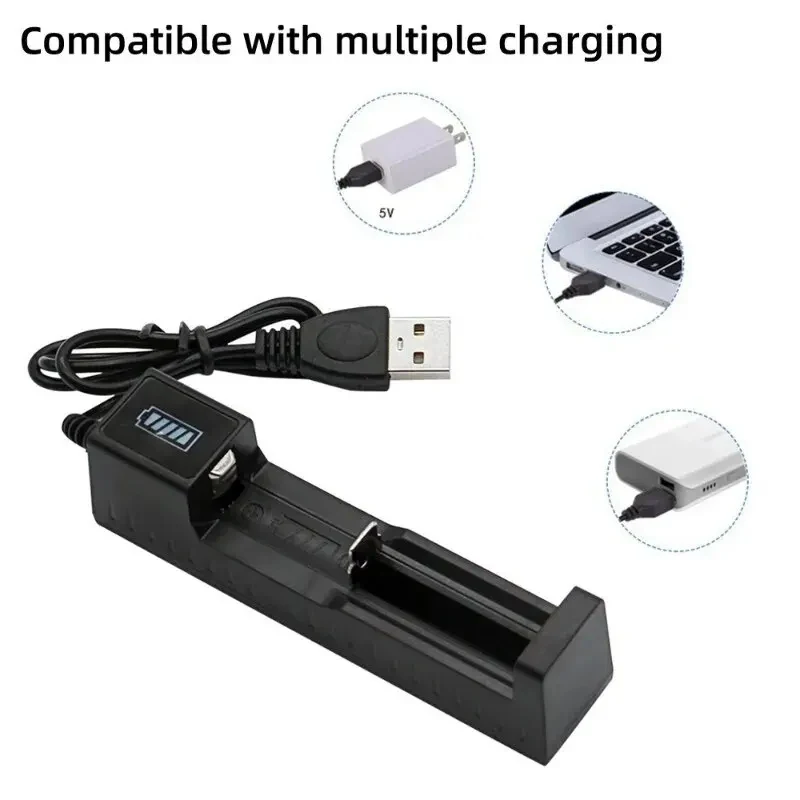 Dual 18650 Battery Charger Black 1 2 Slots For 18650 Charging 4.2V Rechargeable Lithium Battery Charger for Laser Flashlight