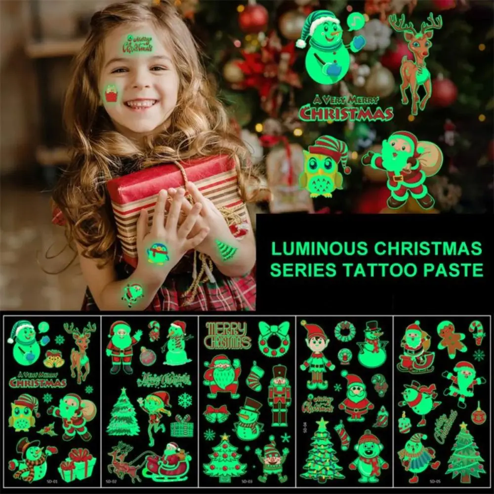 

Luminous Tattoo Sticker Temporary Tattoo for Party Decorations Christmas Tattoo Snowflake Glowing In Dark Santa Xmas Gifts