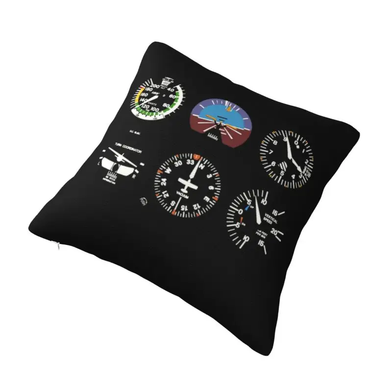 Custom Cockpit Six Dials Flight Simulator Pilot Pillowcase Airplane Aircraft Cushion Cover Decoration Salon Square Pillowcase