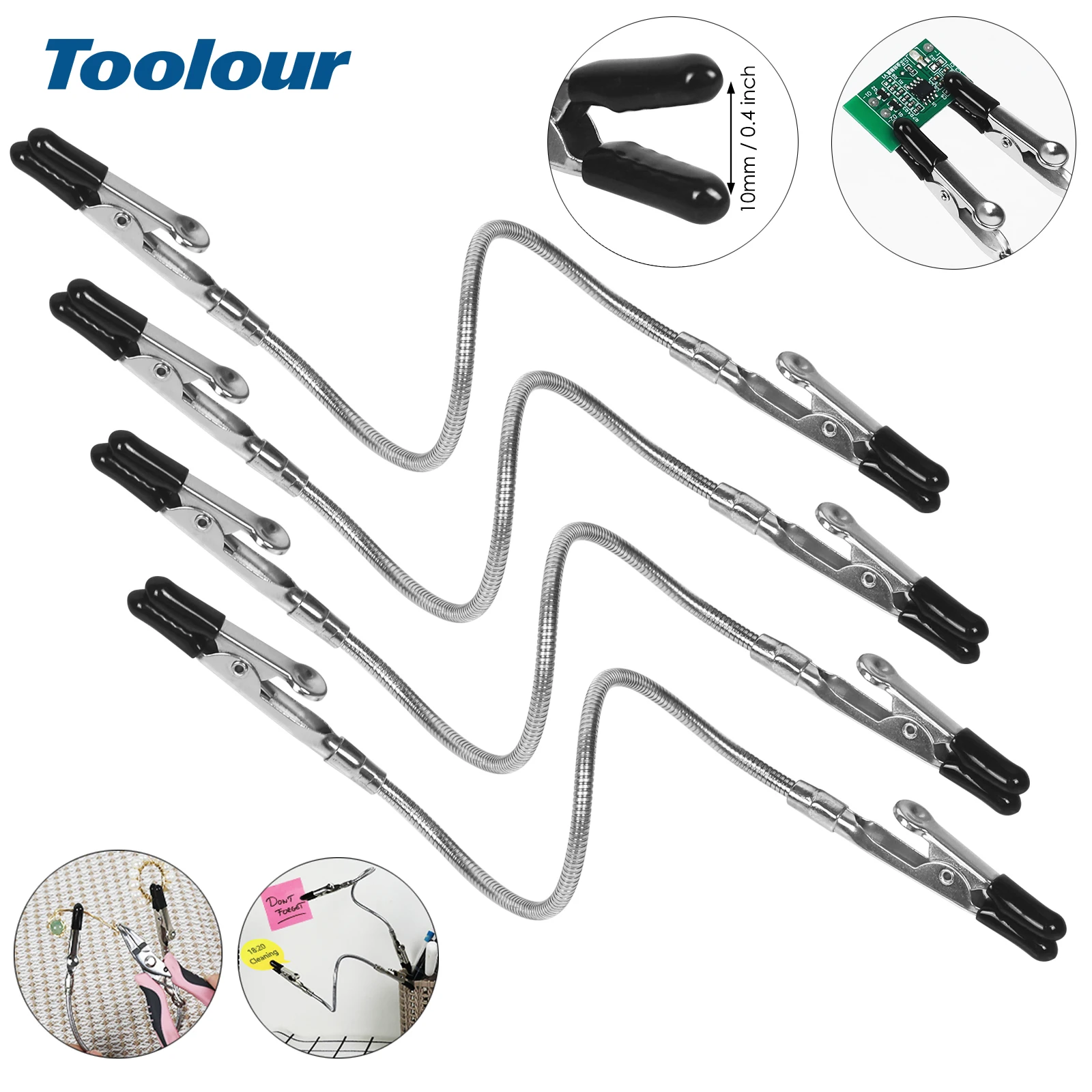 Toolour Helping Hands Soldering Tool Metal Gooseneck Arms 4/8 Alligator Clips for Assembly Repair Modeling Jewelry Making