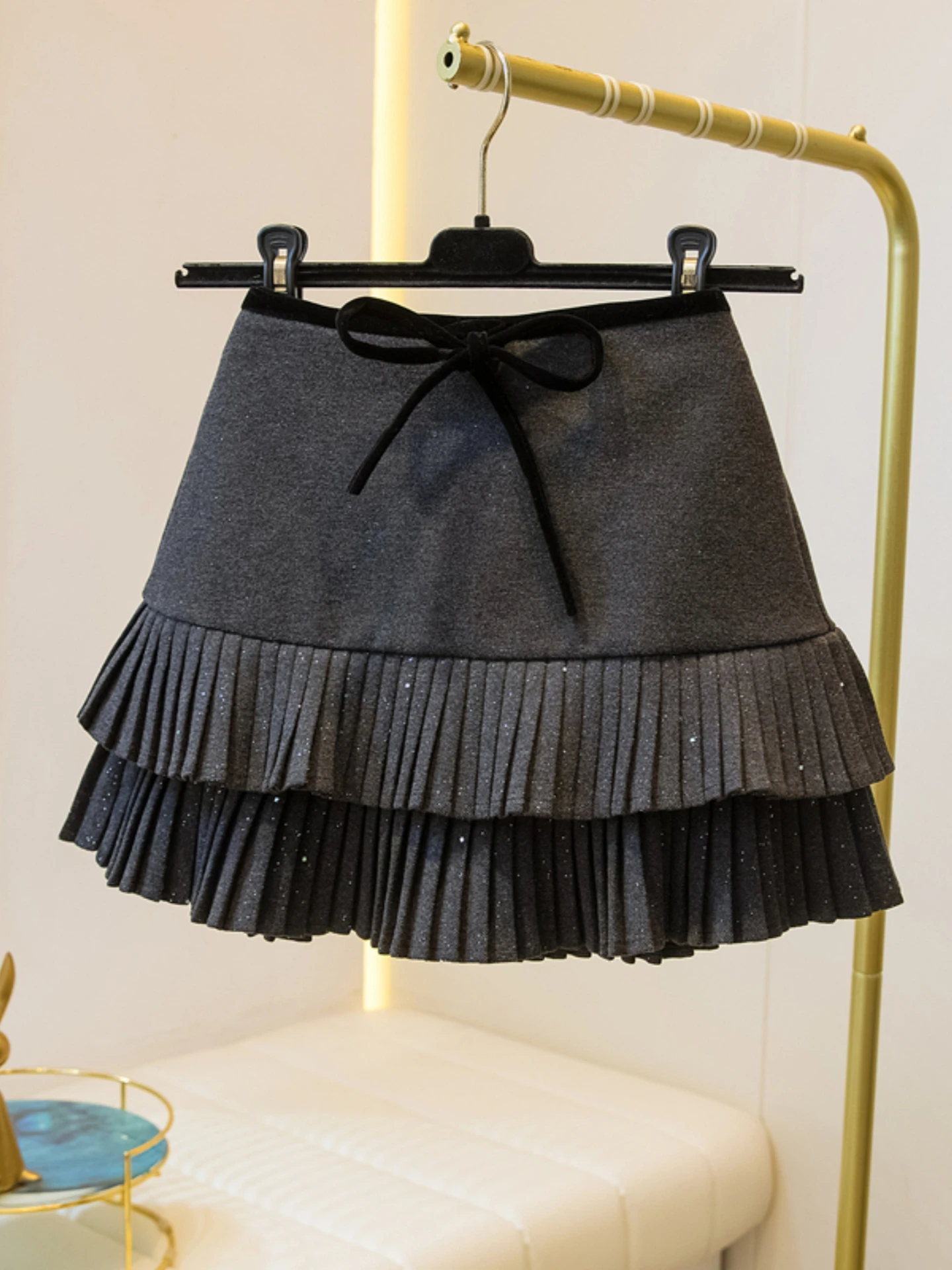 Woolen Plaid A-Line  Skirt Women's Spring Autumn New plus Size Slimming Anti-Light Short Skirt Pants Outer Boot Skirt
