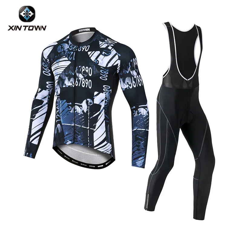 

Long Sleeve Cycling Set Men Men's Clothing Skinsuit Sleve Road Bike Outfit Jersey Sweatsuit Clothes Bib Shorts Distance Wear Man