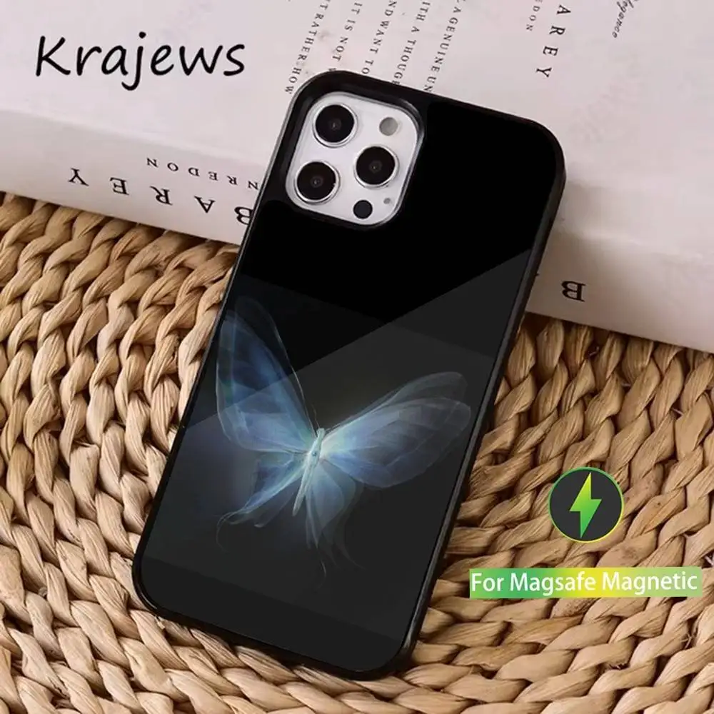 Retro Art Butterfly Phone Case  For iPhone 16,15,14,13,12,11,Pro,Max,Plus,Mini, Magsafe,Magnetic Wireless Charging Case