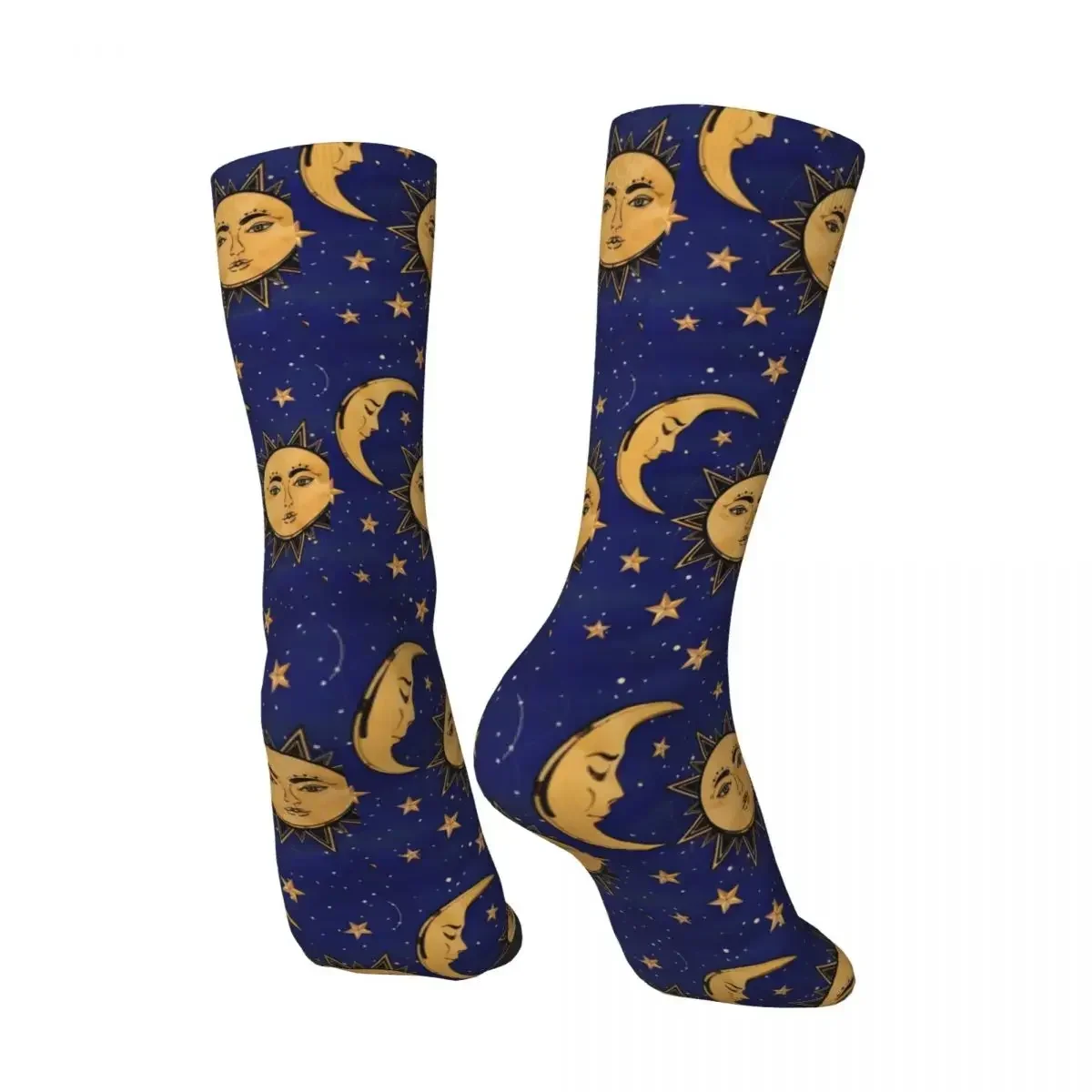 Crazy compression Moon And Sun Stars Sock for Men Harajuku Space Galaxy Quality Pattern Crew Sock Novelty