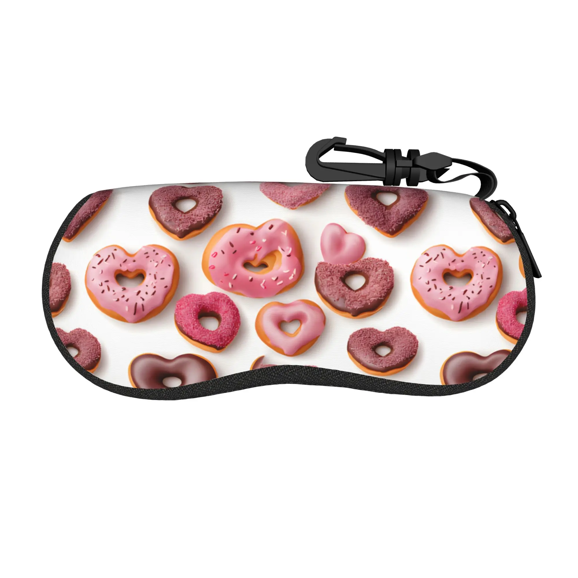 Romantic pink hearts gift Glasses Case Women Men Lightweight Zipper  Eyewear Storage Box Protector Eye Contacts Case