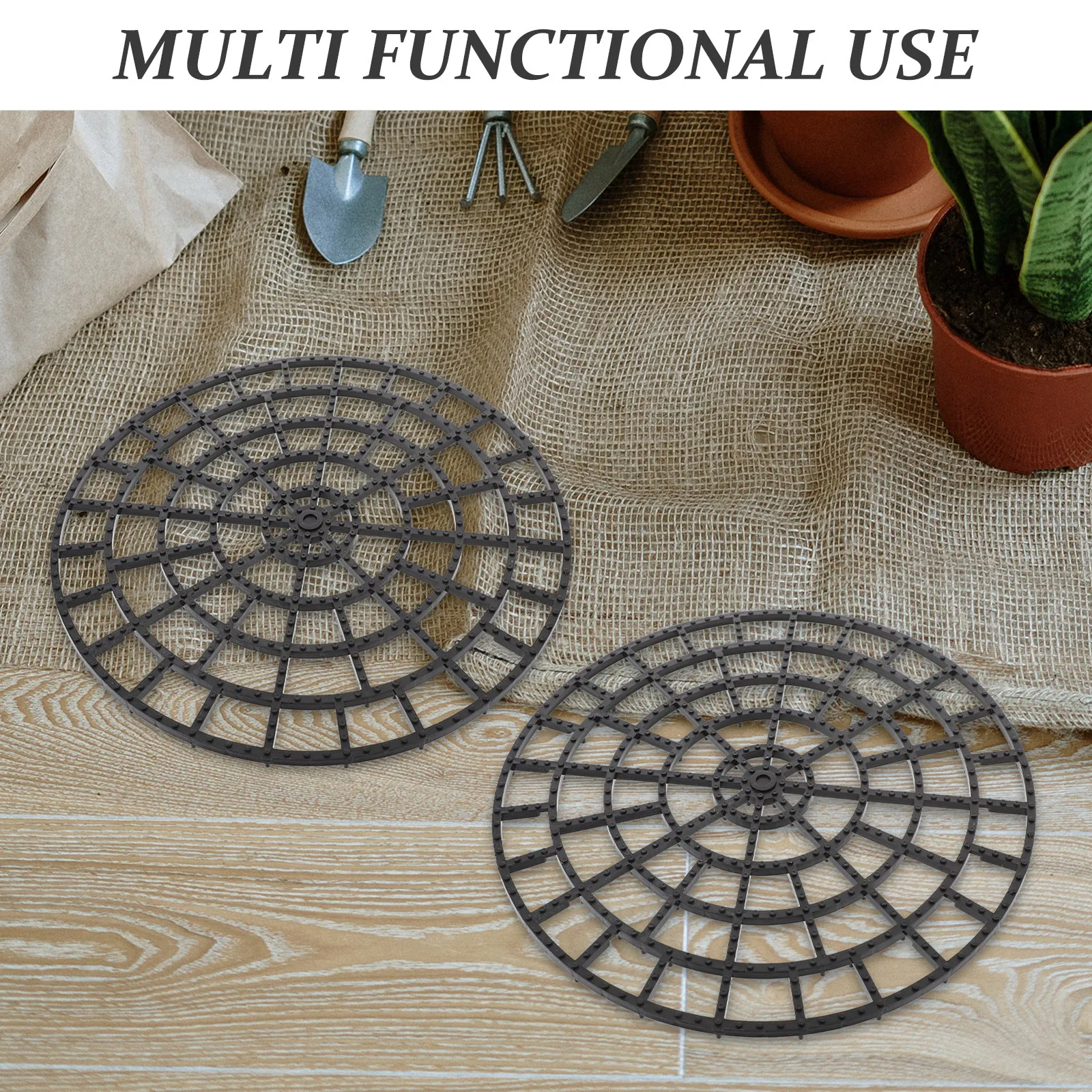 4Pcs Plastic Flower Pot Trays Cut to Fit Planter Risers Anti Slip Pads Elevate Pots Protect Wooden Surfaces Improve Drainage