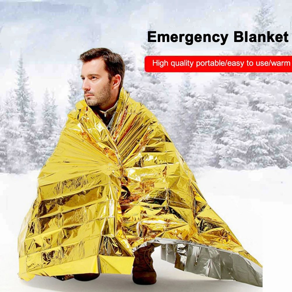 1-5PCS Emergency Blanket Outdoor Survive First Aid Blanket Foil Thermal Blanket for Camping Mat Pad Windproof Rescue Blanket
