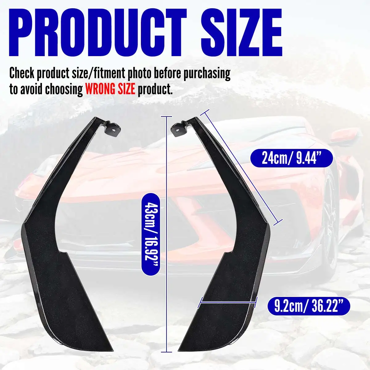 سيارة الجانب الجسم الوفير تنفيس الهواء زعانف الكسوة ل كورفيت C8 كوبيه للتحويل HTC ستينغراي Canards 2020 2021 2022 2023 2024 #5