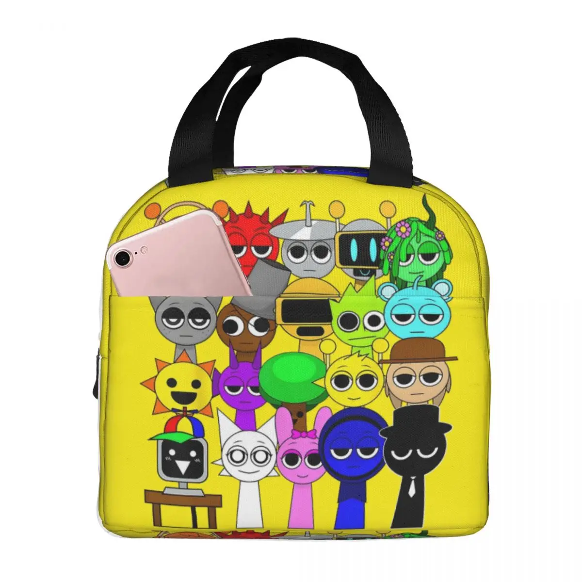 Incredibox Sprunki Insulated Lunch Bags Cooler Bag Lunch Container Horror Game Large Tote Lunch Box Food Handbags School Outdoor