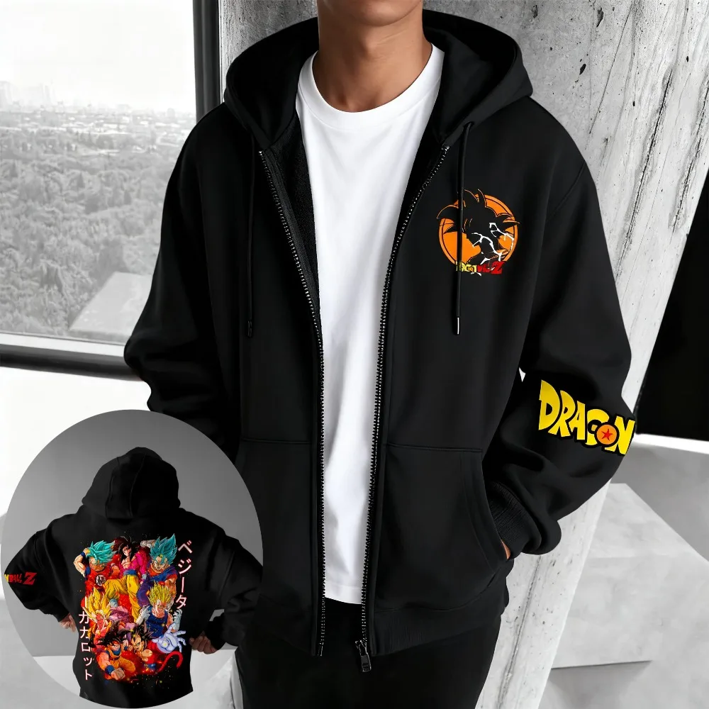 Dragon Ball Men's Zipper Coat Hoodie Sweater Long-sleeved Jacket Son Goku Vegeta Gogeta Anime Spring And Autumn Top Winter