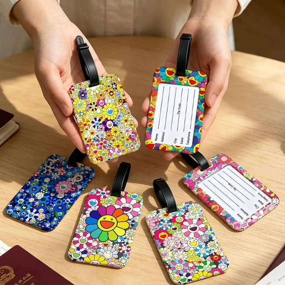 band t-Takashi Murakami Waterproof PVC Baggage Tag With Info Card Anti lost Identification Tag For Luggage School Backpack