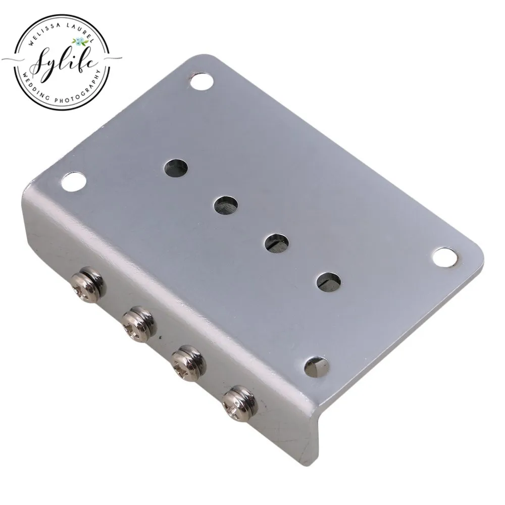 Silver 4 String Hardtail Tailpiece Bridge for Electric Ukelele Cigar Box Guitar