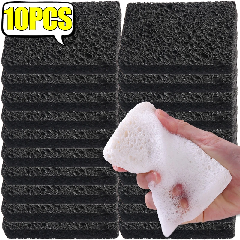 Esponja de cocina, estropajo de pulpa de madera, eliminación de óxido, trapos de limpieza, descalcificación, frotar limpio, esponja para lavar platos de cocina del hogar, 10/1 Uds.