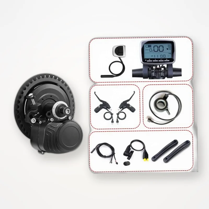 36V/48V 250W 350W 500W DIY E-Bike Kit TSDZ2B Mid Drive Motor,Torque Sensor,VLCD5 Display,68mm-73mm Bracket for MTB Road Bike