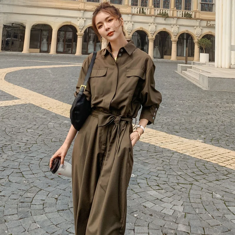 

Women's Casual High Waist Overall Outfit Loose Fit Comfortable Wide Leg Pants Workwear Sle Faionable Autumn Collection