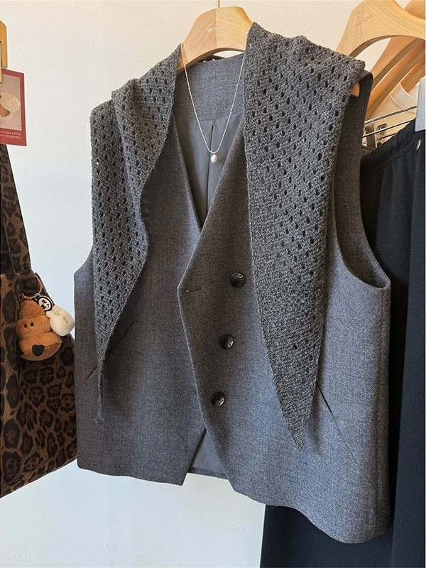 

Extra Large 300 Pou Woolen oulder Wrap Ele Suit Vest Women plus Size MM Simple High-End Feelings Autumn Outerwear