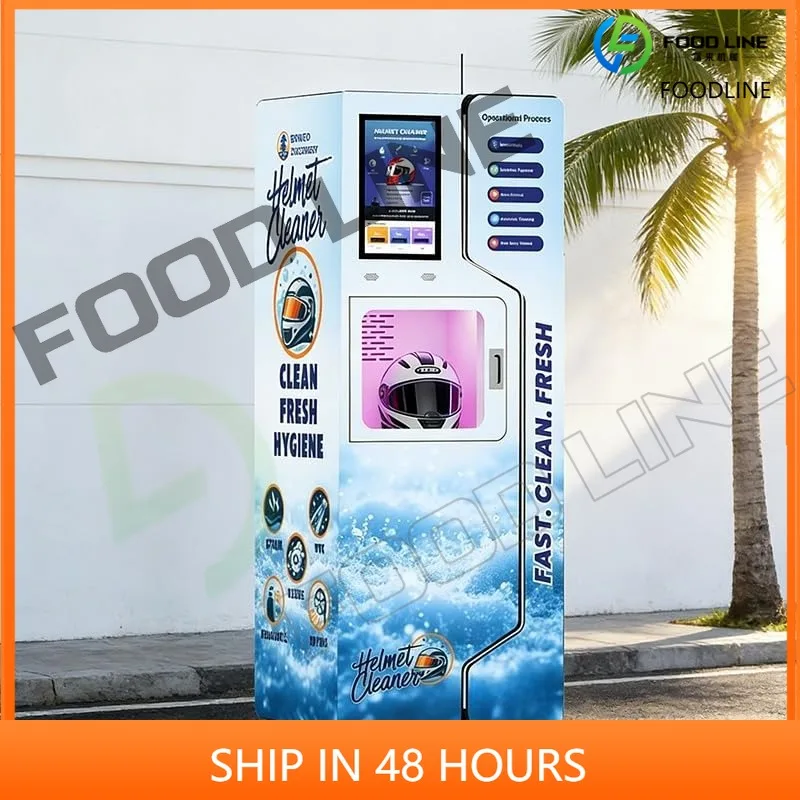 Customized Helmet Cleaning Vending Machine Dual Tank Large Touch Screen Fully Automatic Multi Language Voice Payment Support