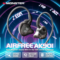 Monster AirFree AK901 Type-C Wired in-Ear Headphone with Microphone 3.5mm Wired Earphones HiFi Stereo Earbuds for Sports Gaming