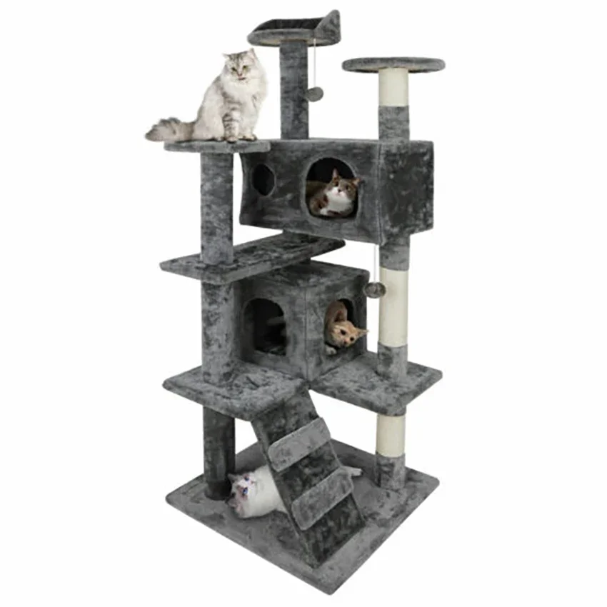 Grande tour d'arbre à chat pour assistance, centre d'activité robuste, maison de jeu, condo