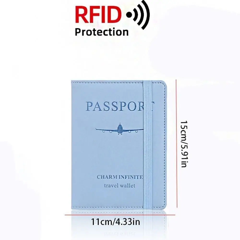 With RFID PU Leather Passport Holder Travel Wallet PU Passport Clip Man Women