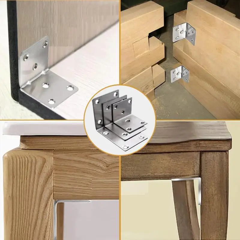 L-Shaped Heavy-Duty Stainless Steel Corner Brace, Suitable for Wooden Beam Frames, Fences, Shelves, Furniture, Walls