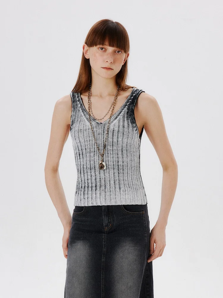 

Женский двусторонний вязаный жилет с V-образным вырезом PSO Brand, летний, из хлопка и нейлона, градиентный цвет, трикотажная верхняя одежда