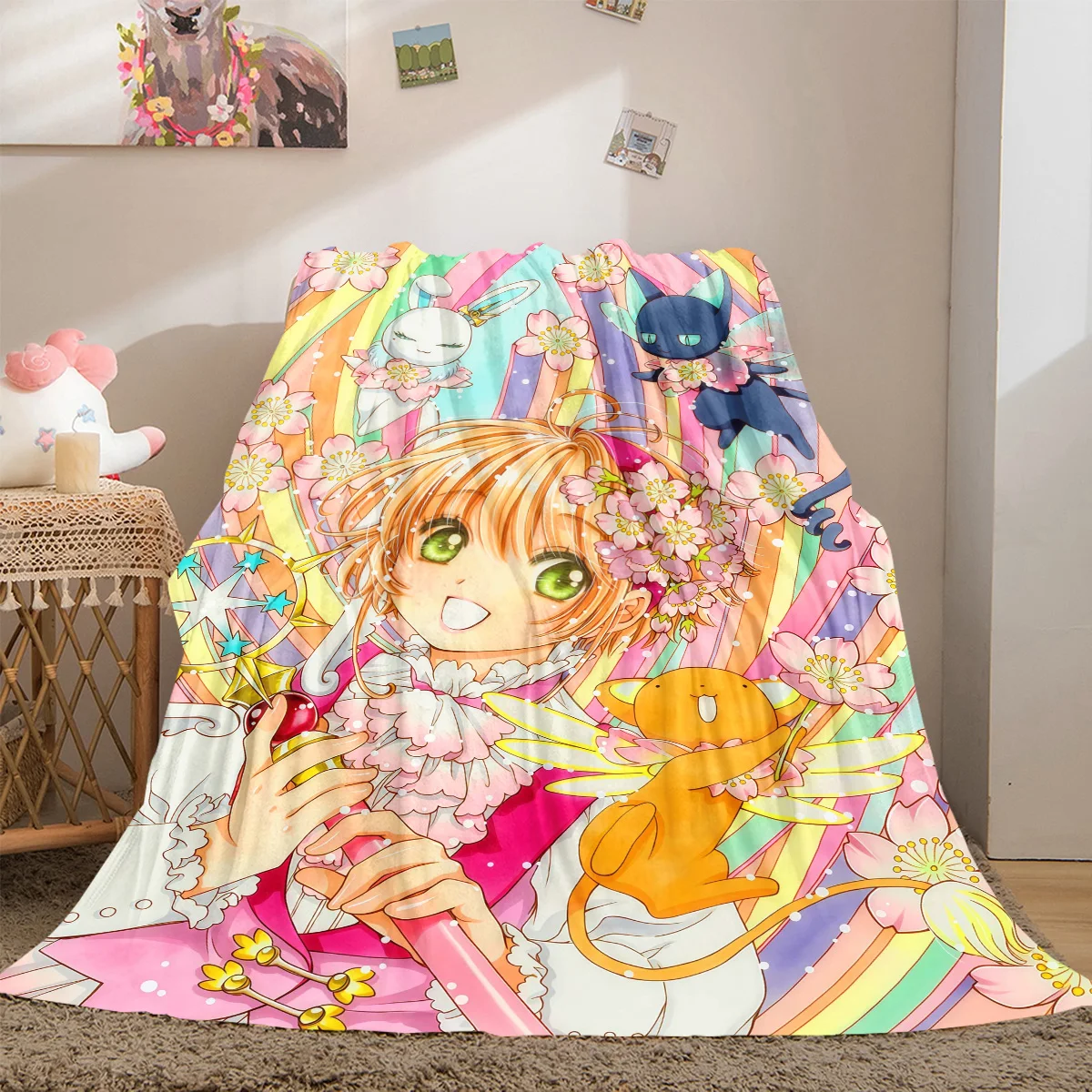 Magic Cardcaptor Sakura Flannel Lightweight Blanket Home Decor Sofa Bed Travel Cover Family Gift For All-Season LXRa18
