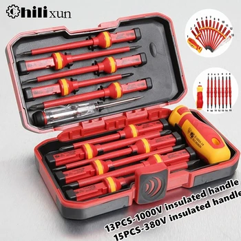 15 STKS 380 V/13 STKS 1000 V Verwisselbare Geïsoleerde Schroevendraaier Set En Magnetische Ingelaste Bits Reparatie Tool Elektricien Gereedschap Kj Kj