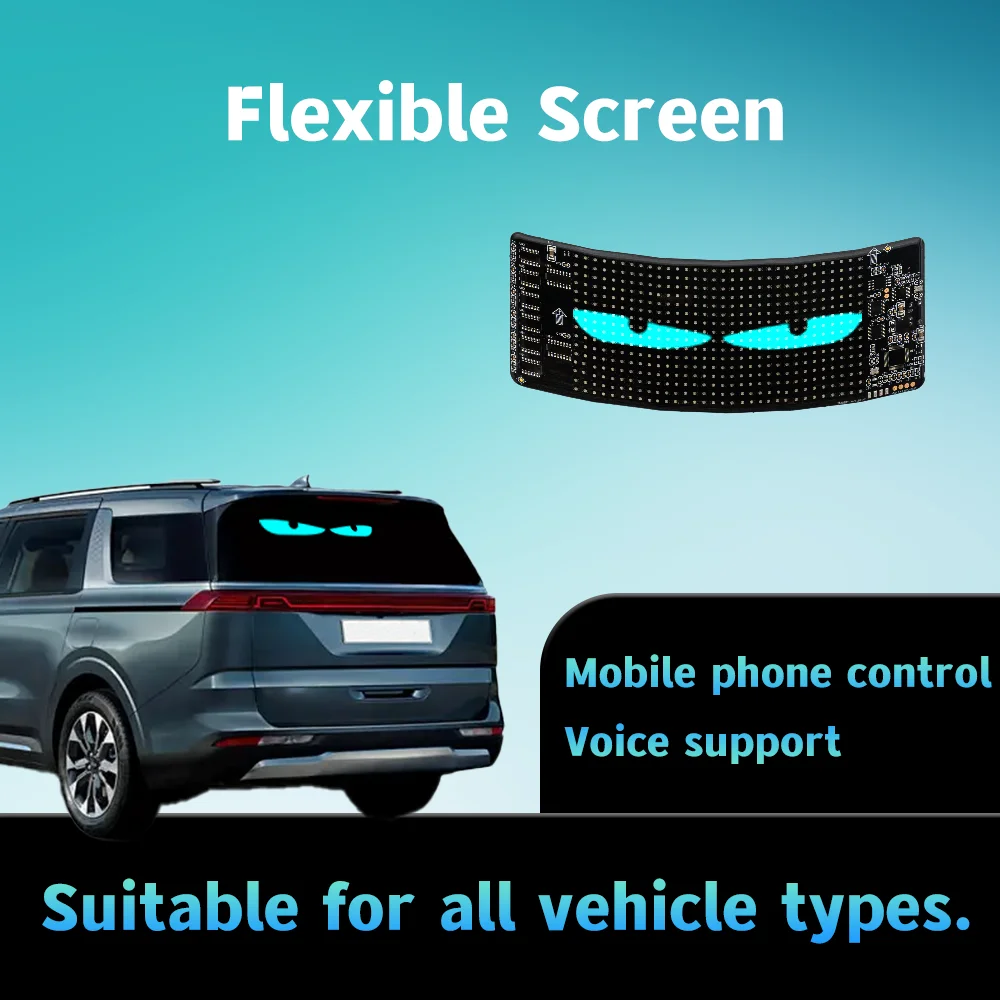

18x7 см светодиодный гибкий дисплей приложение Bluetooth автомобильный рекламный экран полноцветные умные автомобильные наклейки мягкий экран