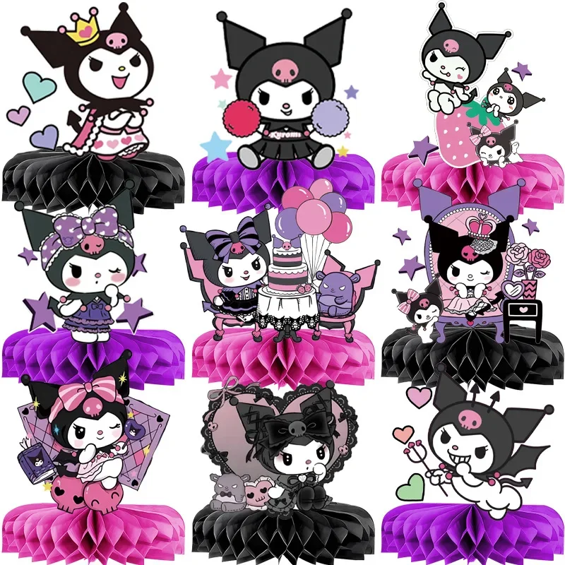 9pcs/set Anime Peripheral Kawaii Cute Sanrio Kuromi Cartoon Birthday Theme Party Cake Decoration Articles for Use Festivals Gift