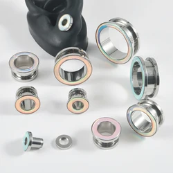 2pcs Surgical Steel Bling Bling Flash Film Ear Plugs Earlets Ear Expanders Screw Back Ear Gauges Body Piercing Jewelry
