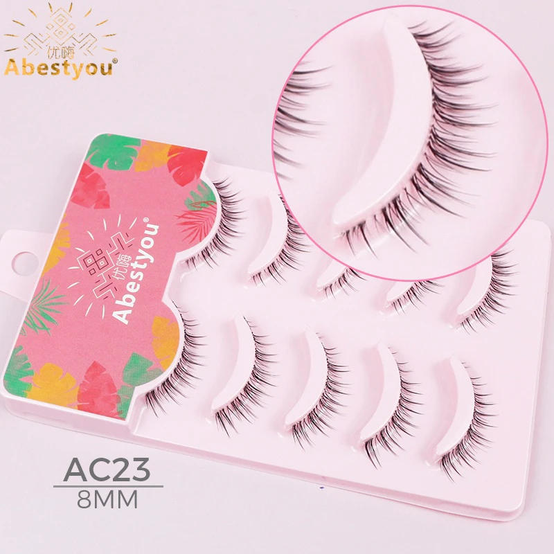 Abestyou اليدوية 8 مللي متر 5in1 واضح الفرقة قصيرة فو المنك ضوء لاش Cilios القط الثعلب العين كحل الرطب الطبيعي ماكياج رمش Wimpern #3