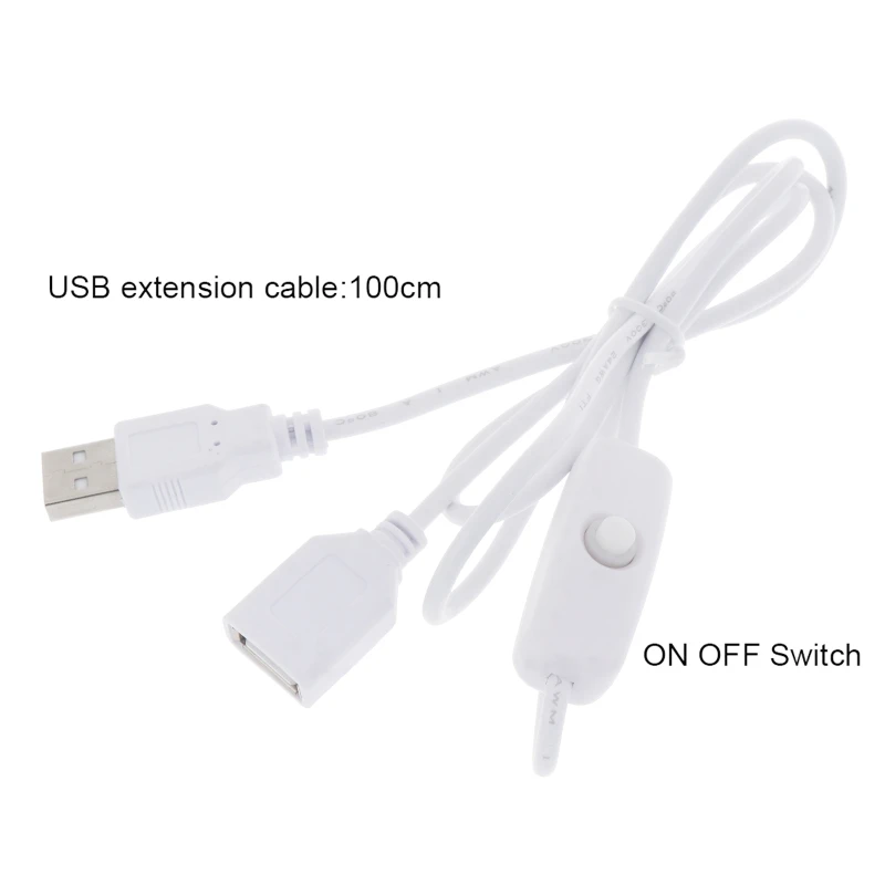 QX2B Cable USB macho a hembra con interruptor de encendido/apagado Cable de extensión USB para lámpara de ventilador USB