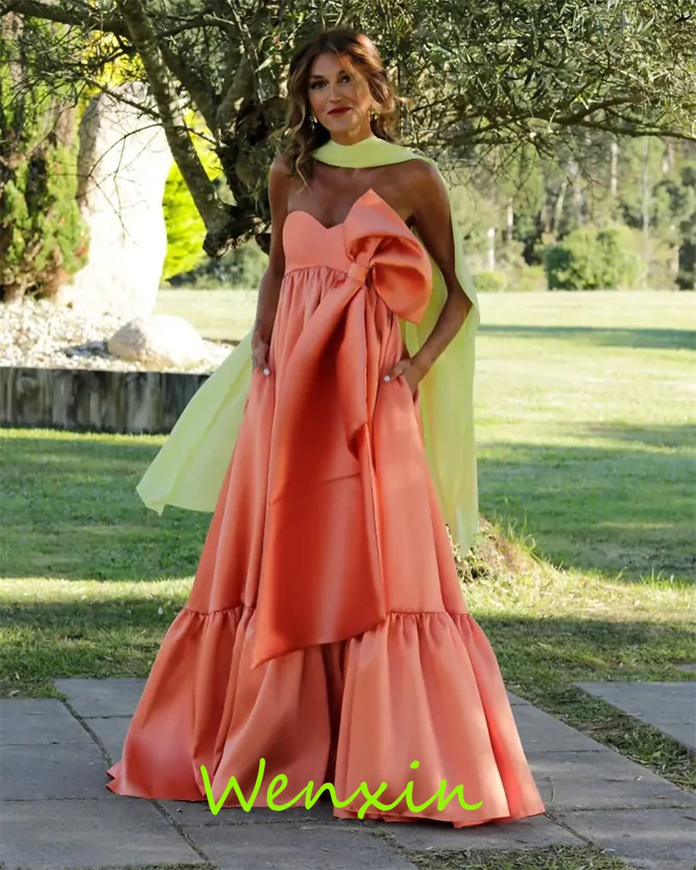 Customized   Fashion Contrast Color Ribbons Evening Dress Exquisite Bow Ruffles A-Line Sexy Sweetheart Strapless Party image 5