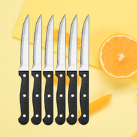 4/6/8/12 Pcs Steak Knives Set Sharp Blade Black PP Handle Outdoor BBQ Picnic Meat Cutter Multi-function Fish Cutting Knife