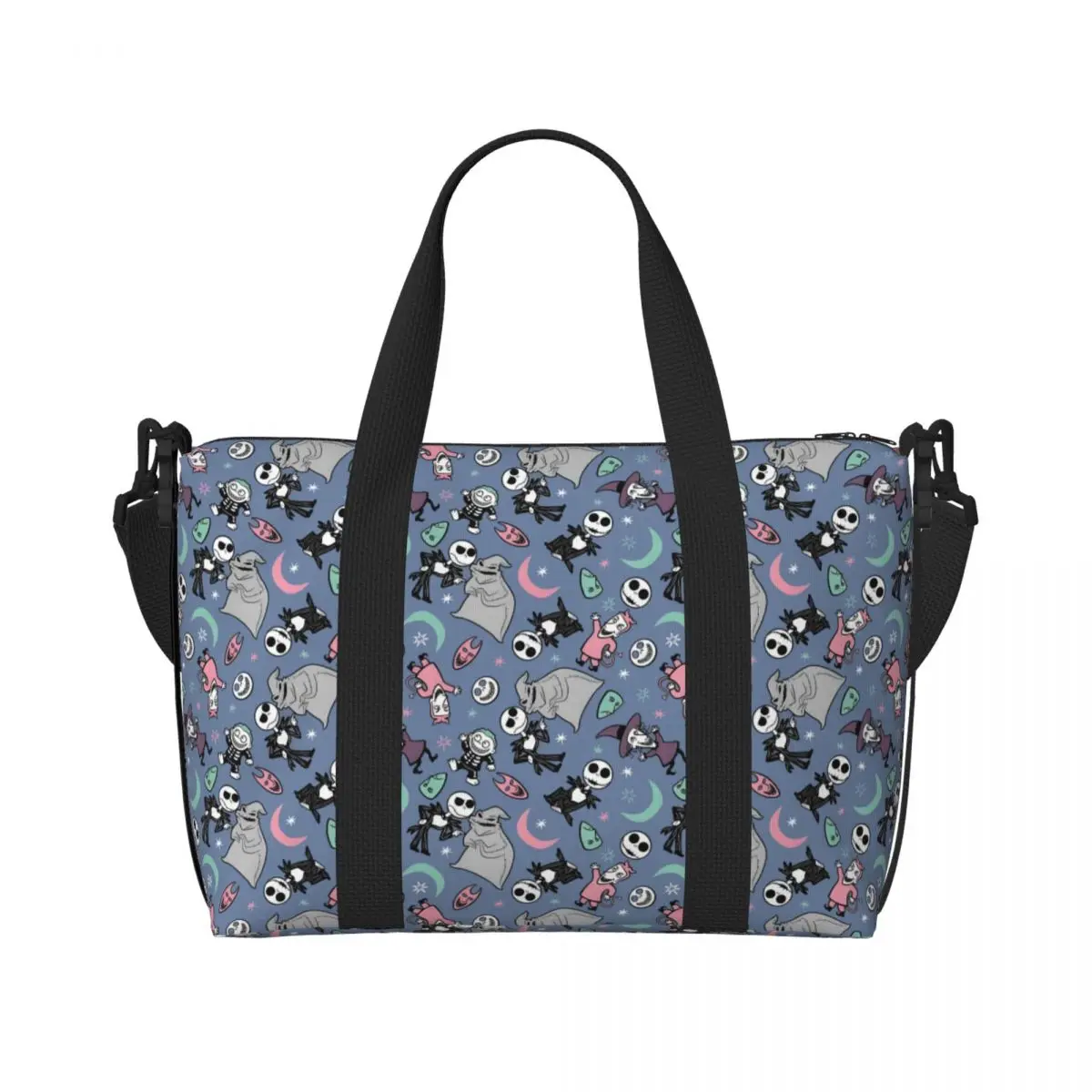 

Custom The Nightmare Before Christmas Tote Bag Women Big Capacity Gothic Jack Skellington Gym Beach Travel Bags