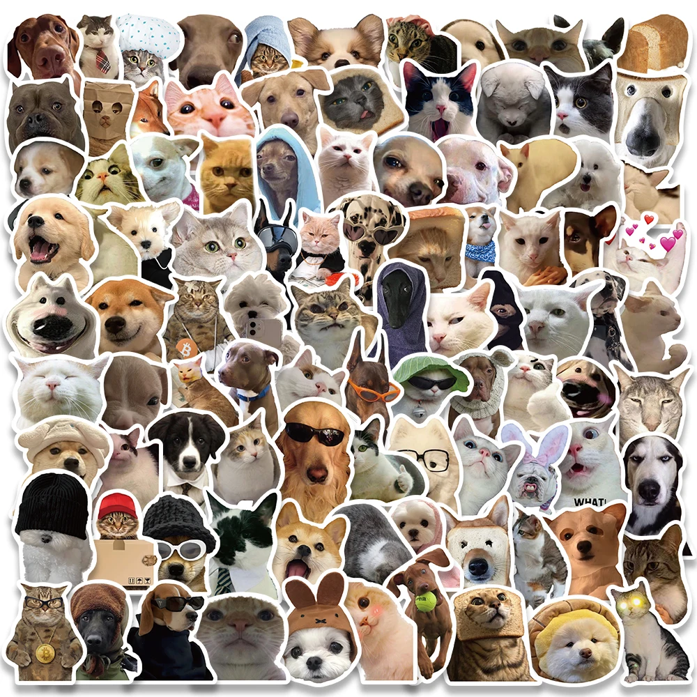 10/50/100pcs Kawaii Dog Cat Meme Stickers Cartoon Animal Decals Graffiti DIY Phone Skateboard Laptop Car Sticker Kids Toys