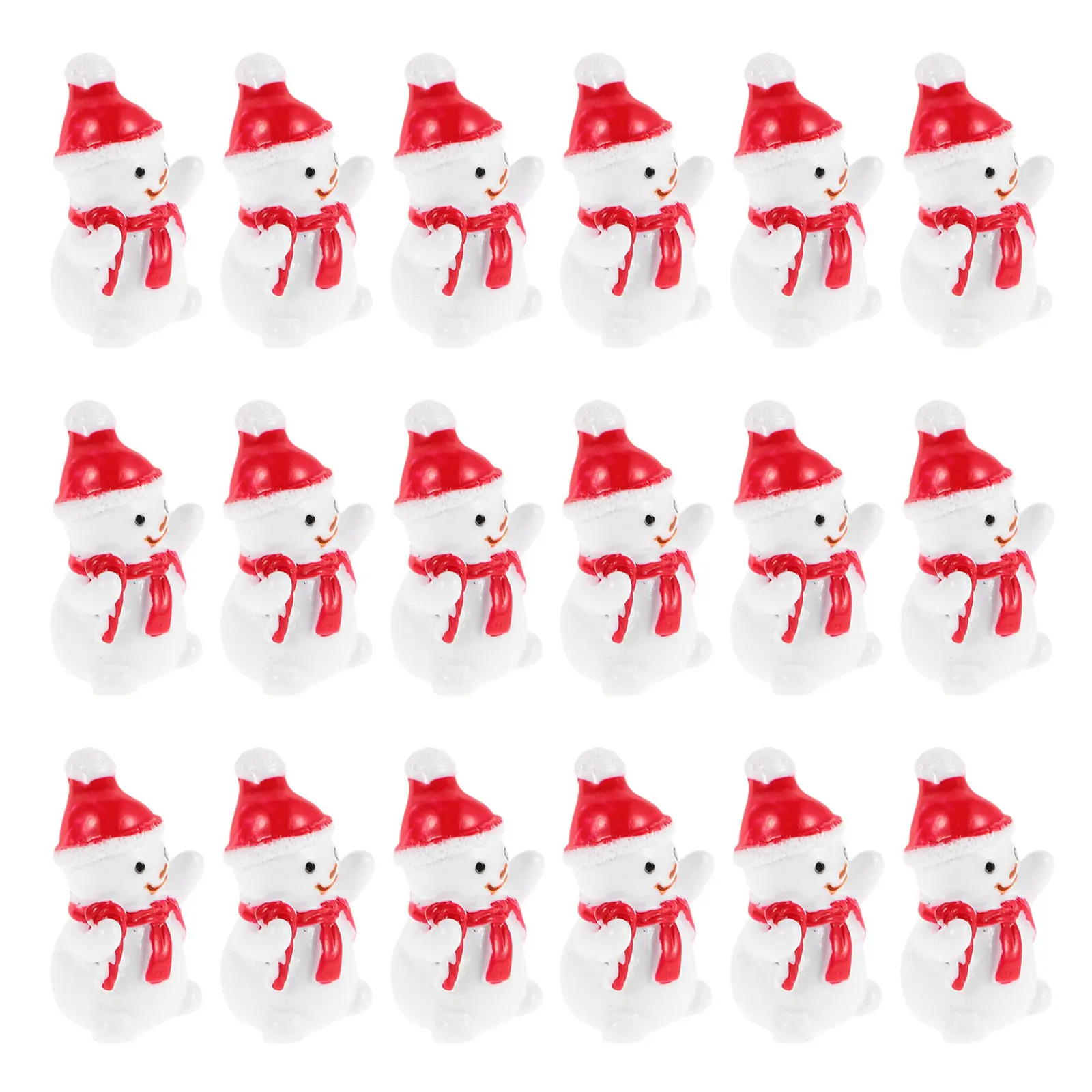 20Pcs Christmas Miniature Snowman Resin Craft Lightweight DIY Hair Clips Phone Covers Micro Landscape Decor Birthday