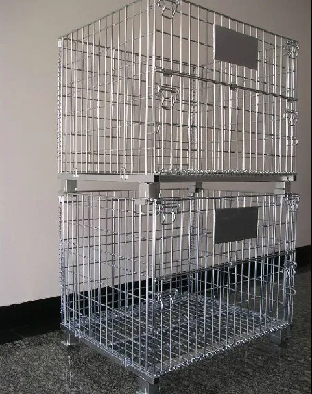Fabbrica di gabbie metalliche per contenitori di stoccaggio di merci con gabbia pieghevole personalizzata